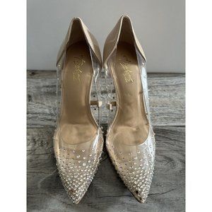 Thalia Sodi Womens Clear W/ Rhinstones Heels Size 5.5M SKU#6123 Winter Crystal